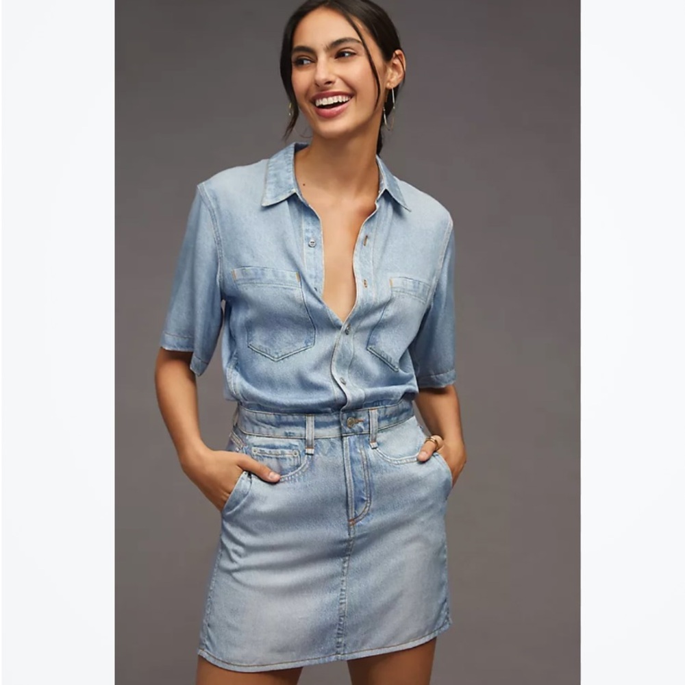 rag & bone Liquid Miramar Light Blue Denim Mini Dress